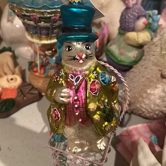 Christopher Radko Easter Bunny Ornament Hopper Topper NWT ESTATE SALE - Picture 3 of 5